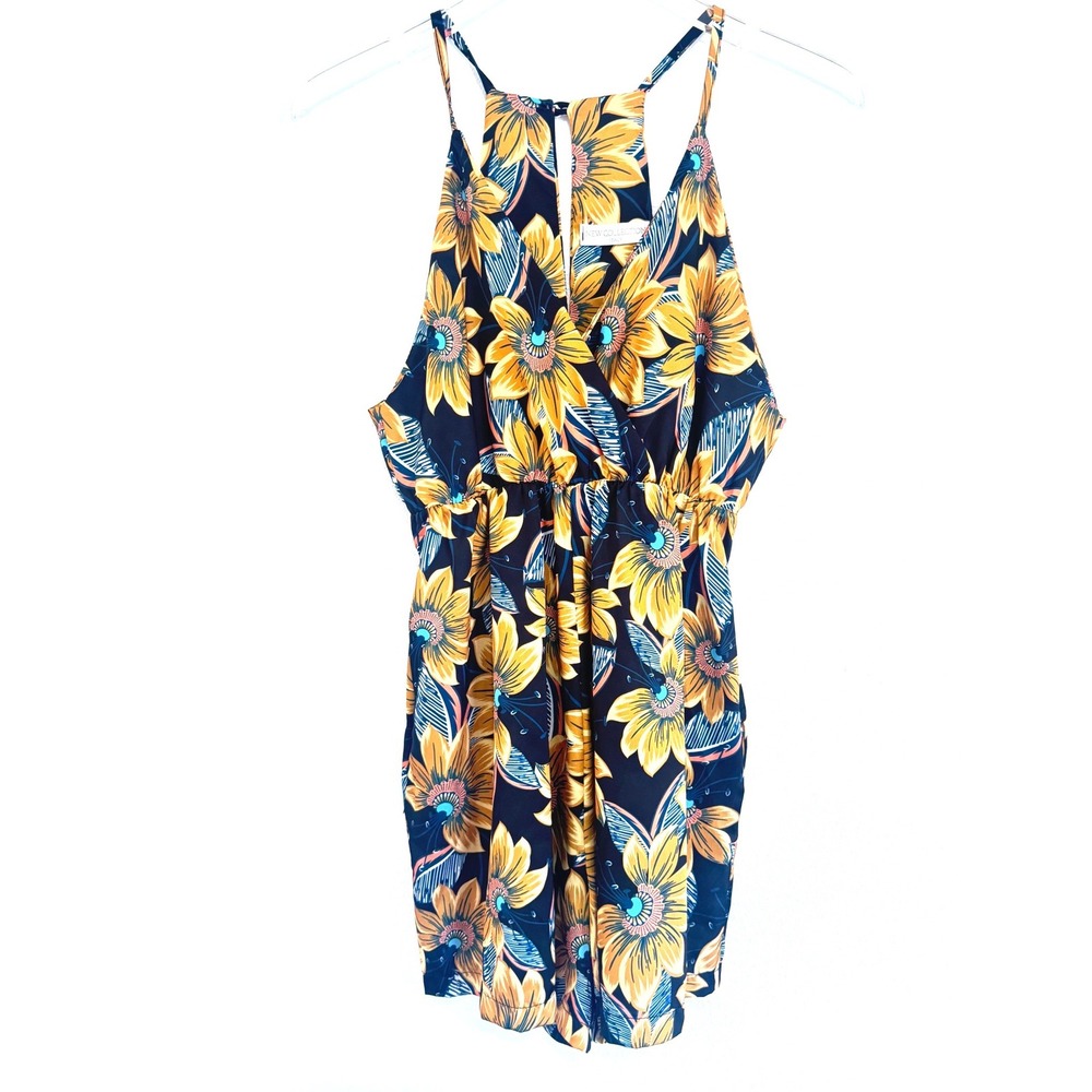 New Collection Italy | Sunflower‎ Print Halter Romper - Boho Summer Style
